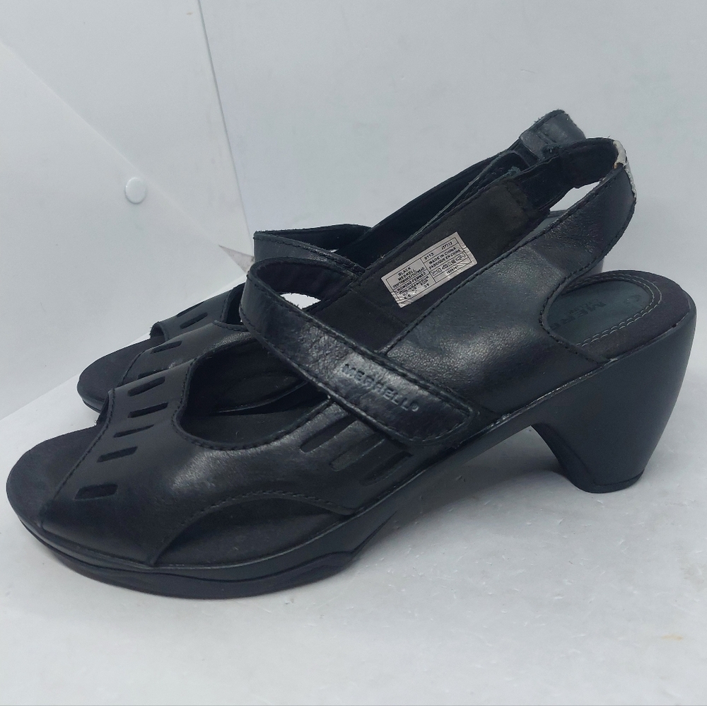 Merrell Sandals Evera Chase Slingback Black Peep Toe Casual Shoes Womens Sz 8.5